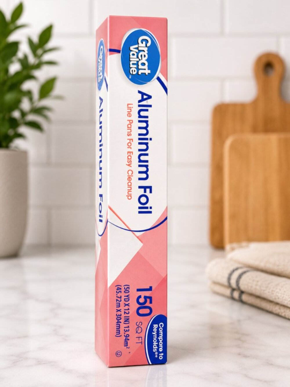 Great Value Aluminum Foil, 150 SQ Feet Fast Delivery